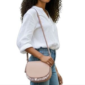 Old Navy Tan Crossbody Bag with Snakeskin Trim